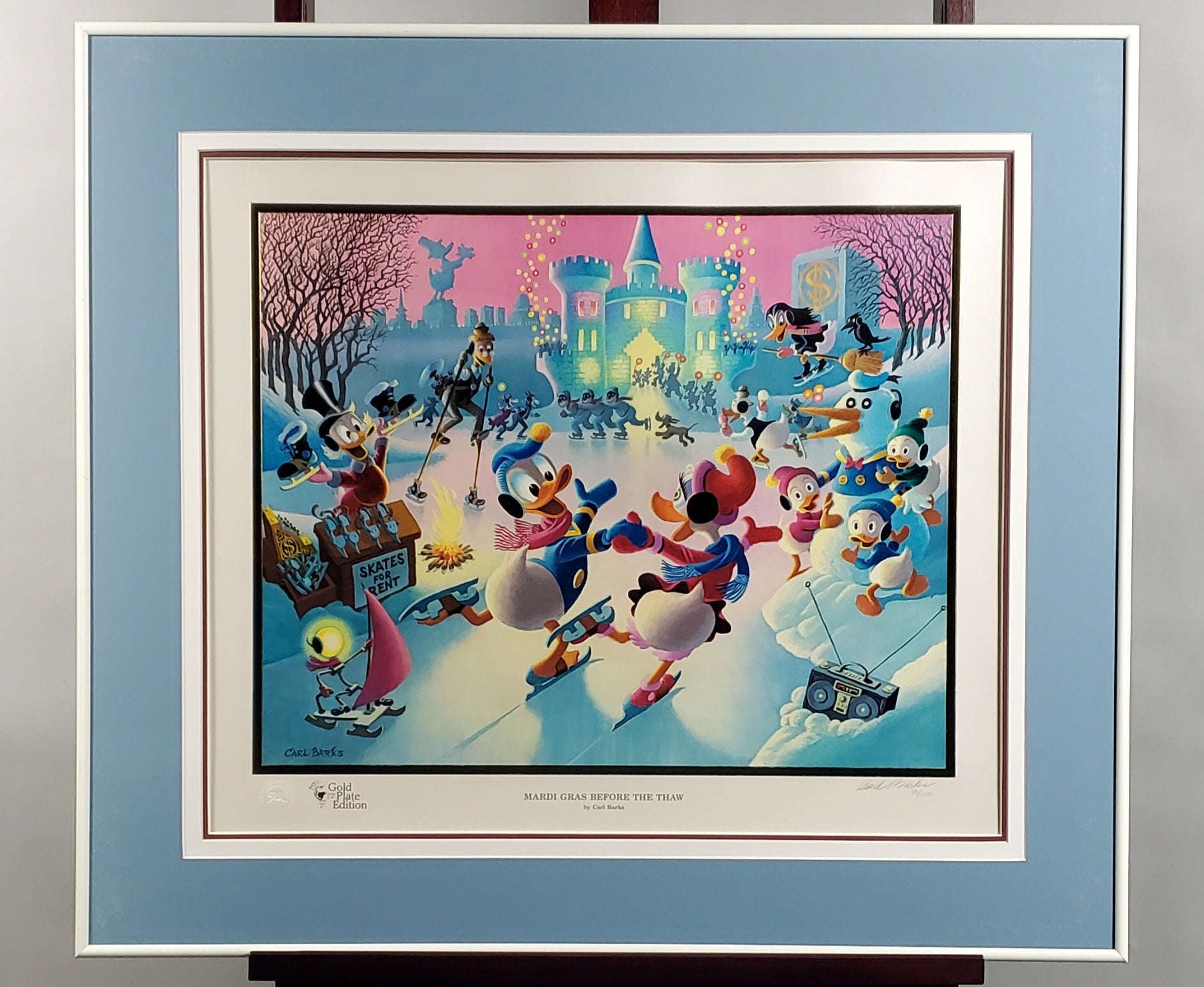 Donald Duck and Uncle Scrooge Mardi Gras Before The Thaw Carl Barks Signed Gold Plate Edition
